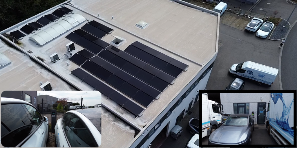Installation d'une centrale photovoltaïque avec bornes de recharge et Load Management System 